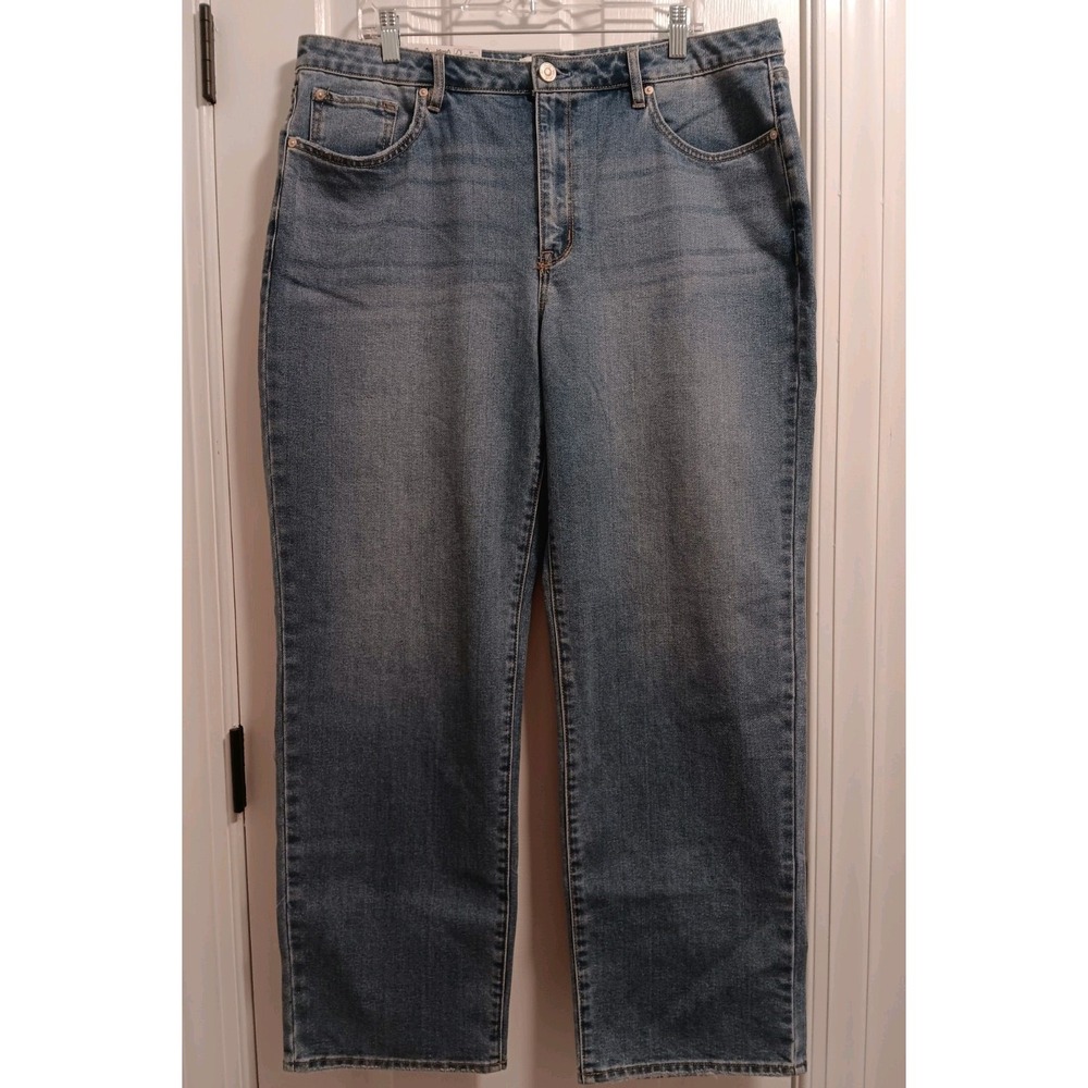 Seven7 Women's Loose Straight Jeans High Rise Light Wash Size 14 MY10341DE NEW